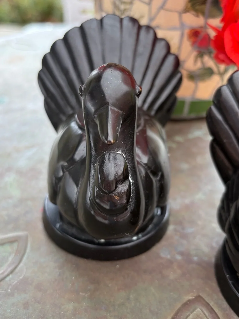 Pair Pottery Barn Black Bronze Turkey Taper Candle Holders Fall Thanksgiving